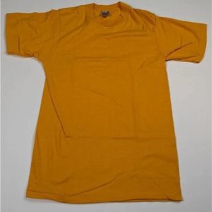Vintage 80s TShirt Yellow Blank Single Stitch New Old Stock USA Mens M
